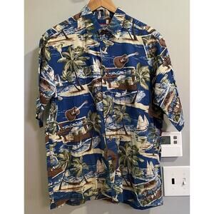 Reyn Spooner Shirt Joe Kealoha‎ Hawaiian Button Up Short Sleeve Sun Surf Medium